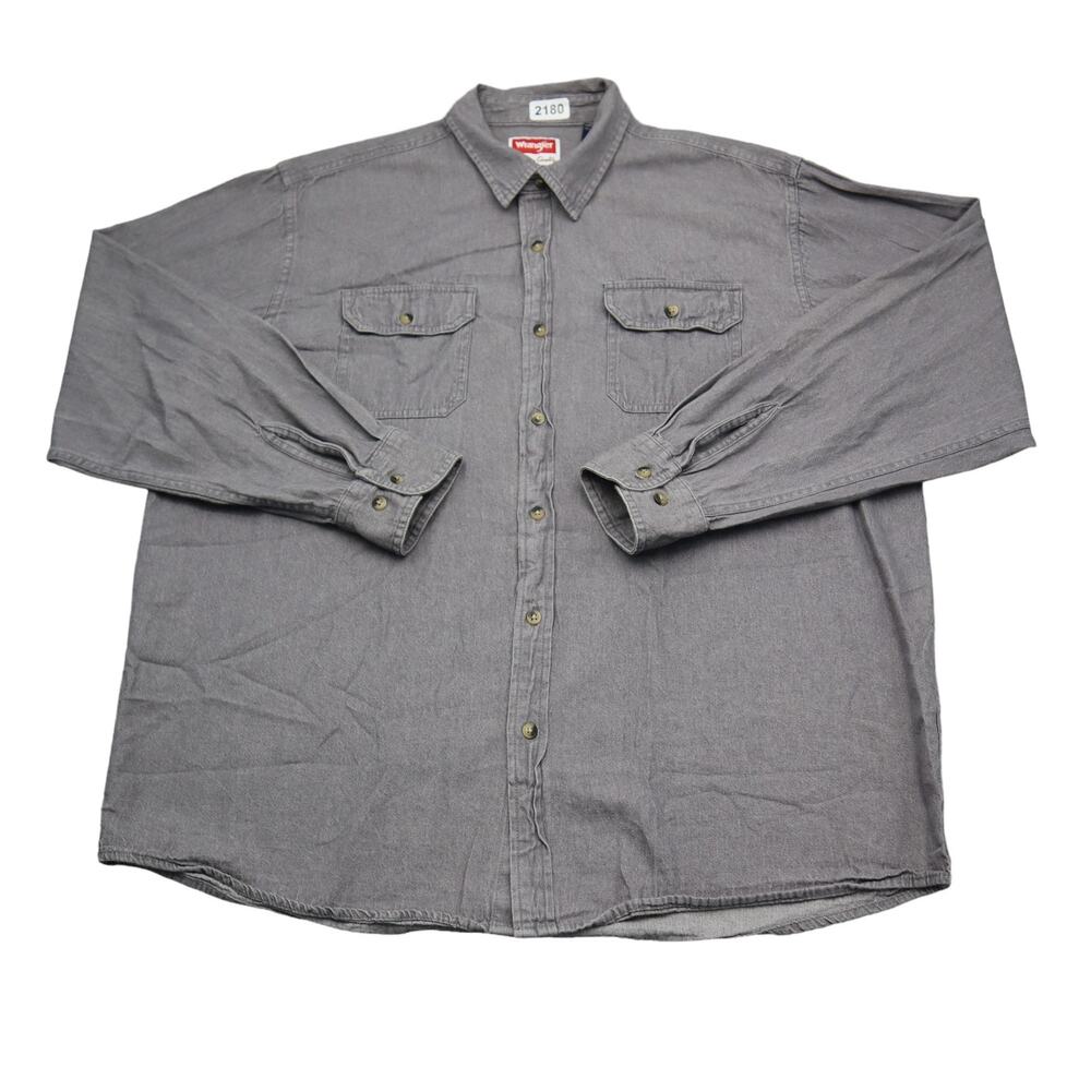 Wrangler Shirt Mens XL Extra Gray Cowboy Western Outdoors Workwear Button Up B1